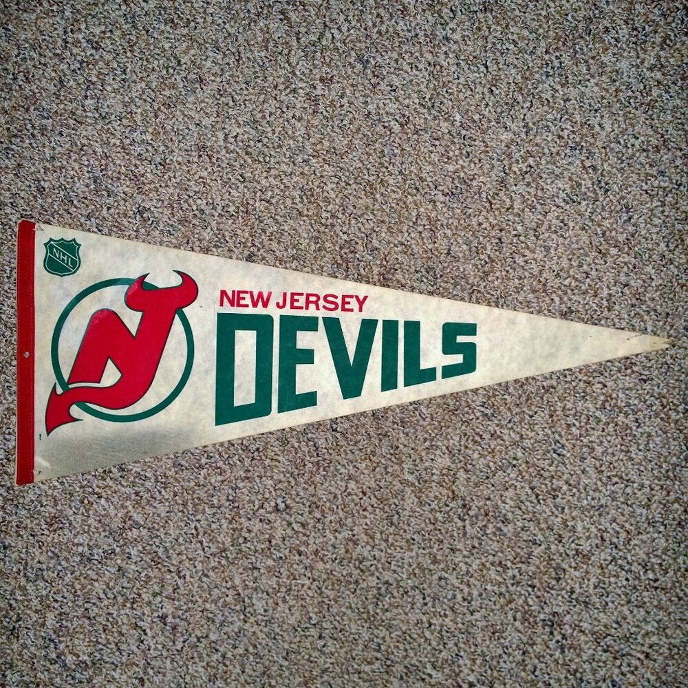 Vintage 1980's New Jersey Devils Hockey Pennant